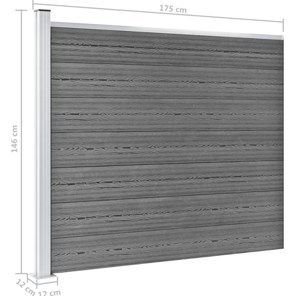 vidaXL Schuttingpanelenset 872x146 cm HKC grijs