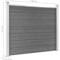 vidaXL Schuttingpanelenset 872x146 cm HKC grijs