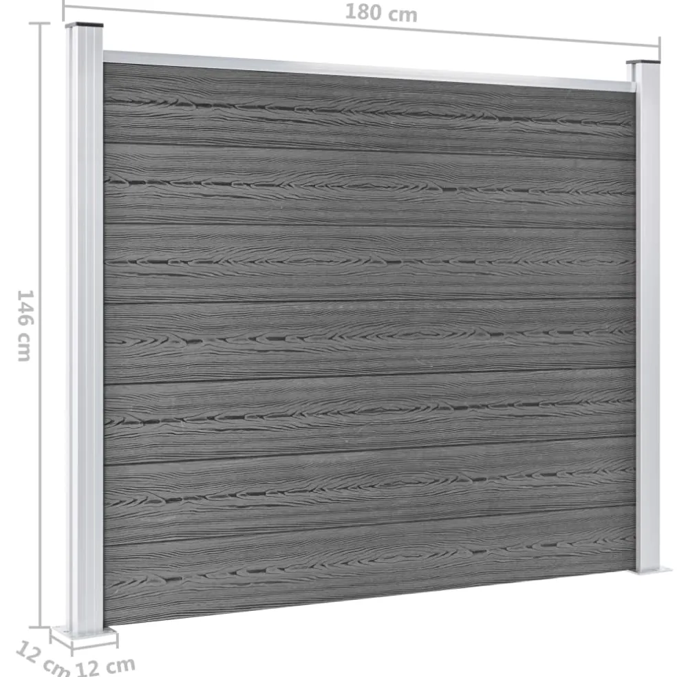 vidaXL Schuttingpanelenset 699x146 cm HKC grijs