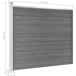 vidaXL Schuttingpanelenset 699x146 cm HKC grijs