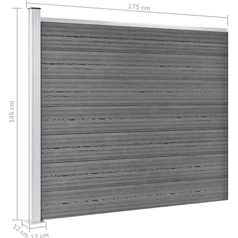 vidaXL Schuttingpanelenset 699x146 cm HKC grijs