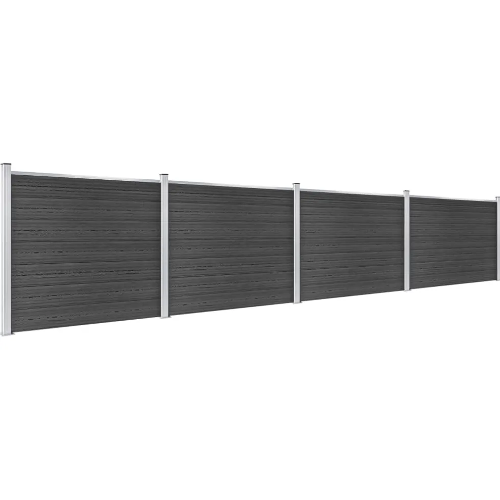 vidaXL Schuttingpanelenset 699x146 cm HKC grijs