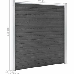 vidaXL Schuttingpanelenset 1484x(105-186) cm HKC zwart