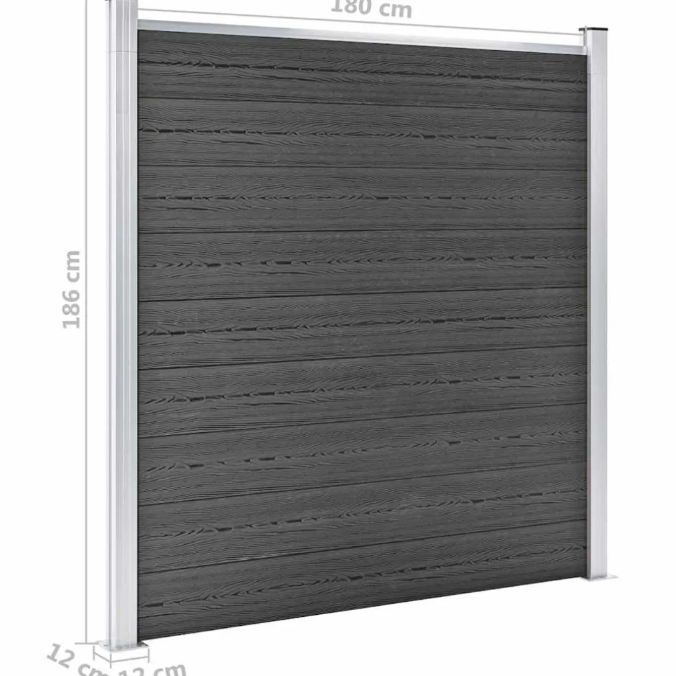 vidaXL Schuttingpanelenset 1484x(105-186) cm HKC zwart