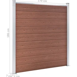 vidaXL Schuttingset 4 vierkant en 1 schuin 792x186 cm HKC bruin