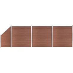 vidaXL Schuttingset 3 vierkant en 1 schuin 619x186 cm HKC bruin