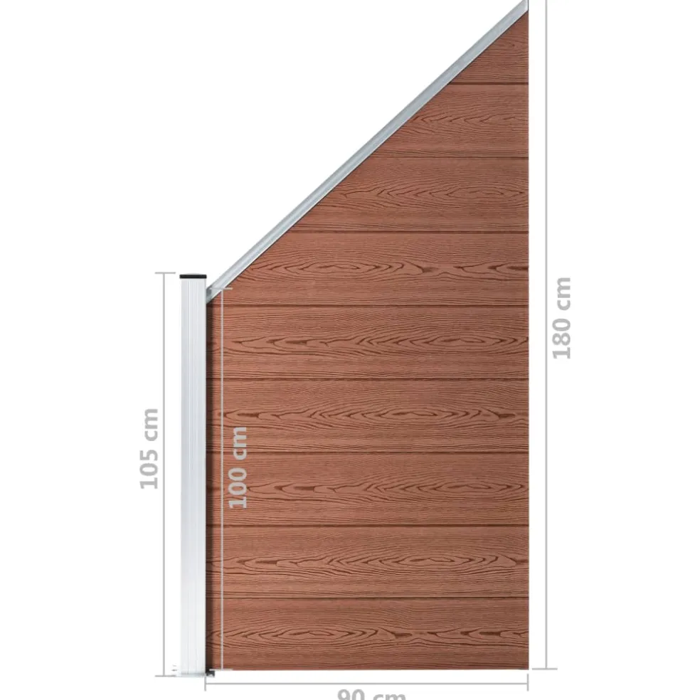 vidaXL Schuttingset 3 vierkant en 1 schuin 619x186 cm HKC bruin