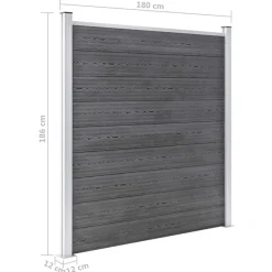 vidaXL Schuttingset 10 vierkant en 1 schuin 1830x186 cm HKC grijs