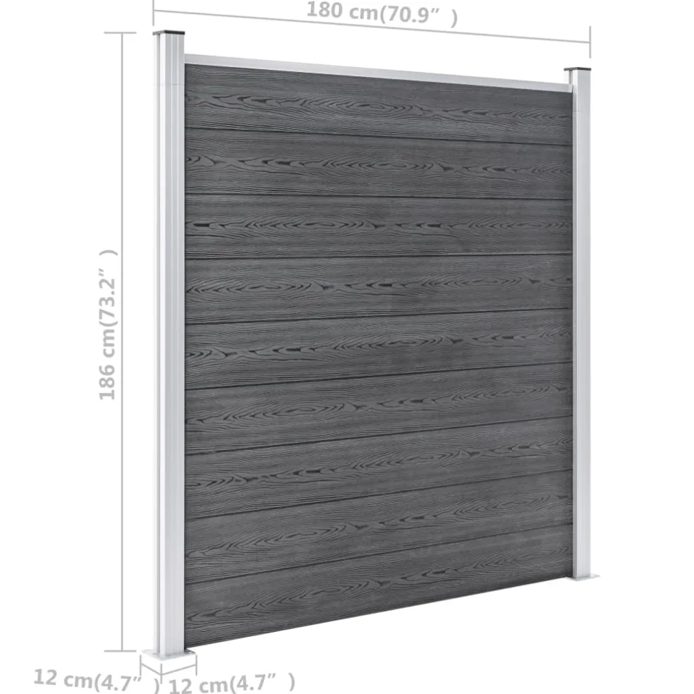 vidaXL Schutting 1737x186 cm HKC grijs