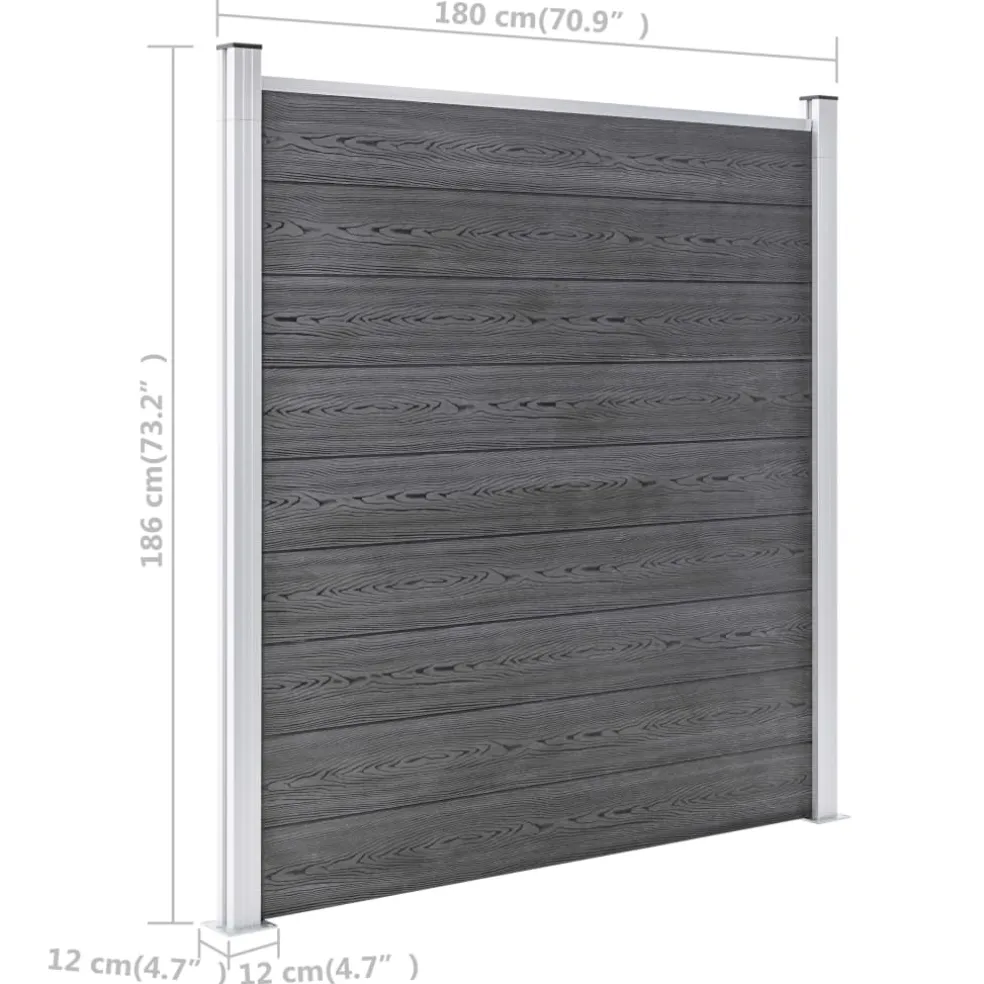 vidaXL Schutting 353x186 cm HKC grijs