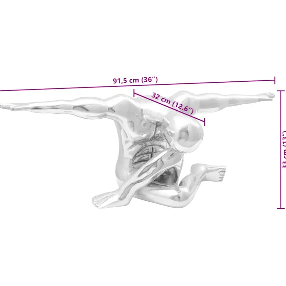 vidaXL sculptuur Zilver 91,5 x 32 x 33 cm Aluminium