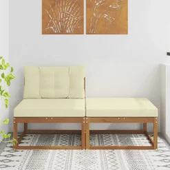 vidaXL Sectie Sofa Eenheden met kussen 2 Stuk Naturel