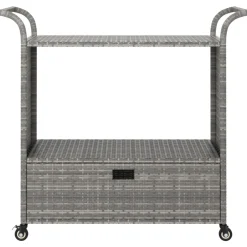 vidaXL Serveerwagen met lade 100x45x97 cm poly rattan grijs
