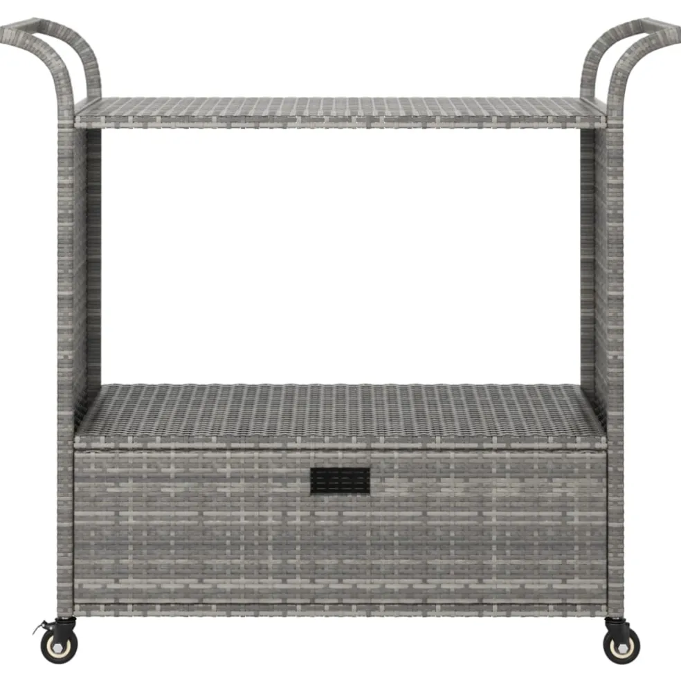 vidaXL Serveerwagen met lade 100x45x97 cm poly rattan grijs
