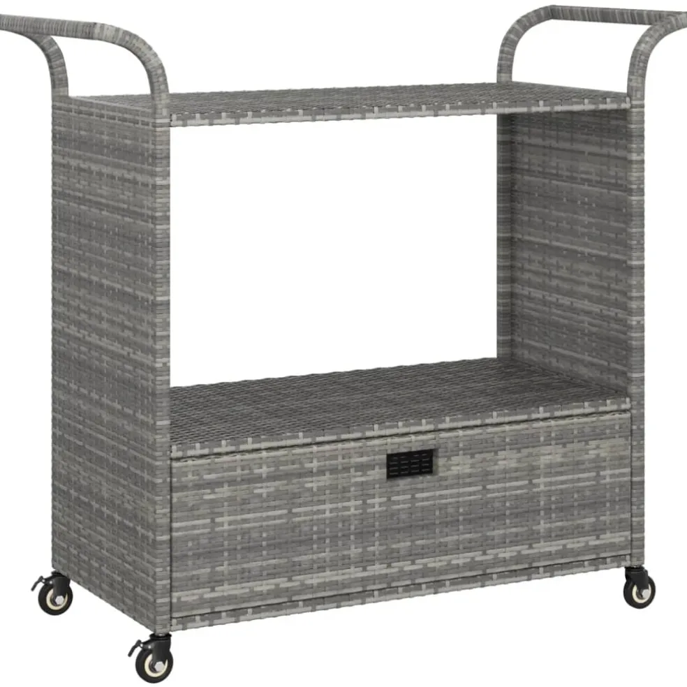 vidaXL Serveerwagen met lade 100x45x97 cm poly rattan grijs