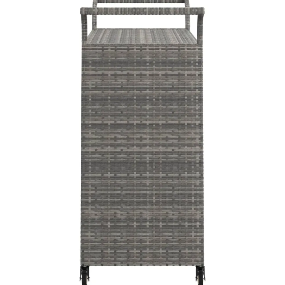 vidaXL Serveerwagen met lade 100x45x97 cm poly rattan grijs