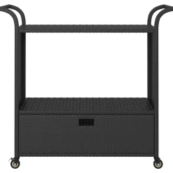 vidaXL Serveerwagen met lade 100x45x97 cm poly rattan zwart