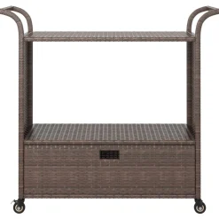vidaXL Serveerwagen met lade 100x45x97 cm poly rattan bruin