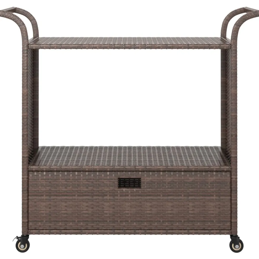 vidaXL Serveerwagen met lade 100x45x97 cm poly rattan bruin