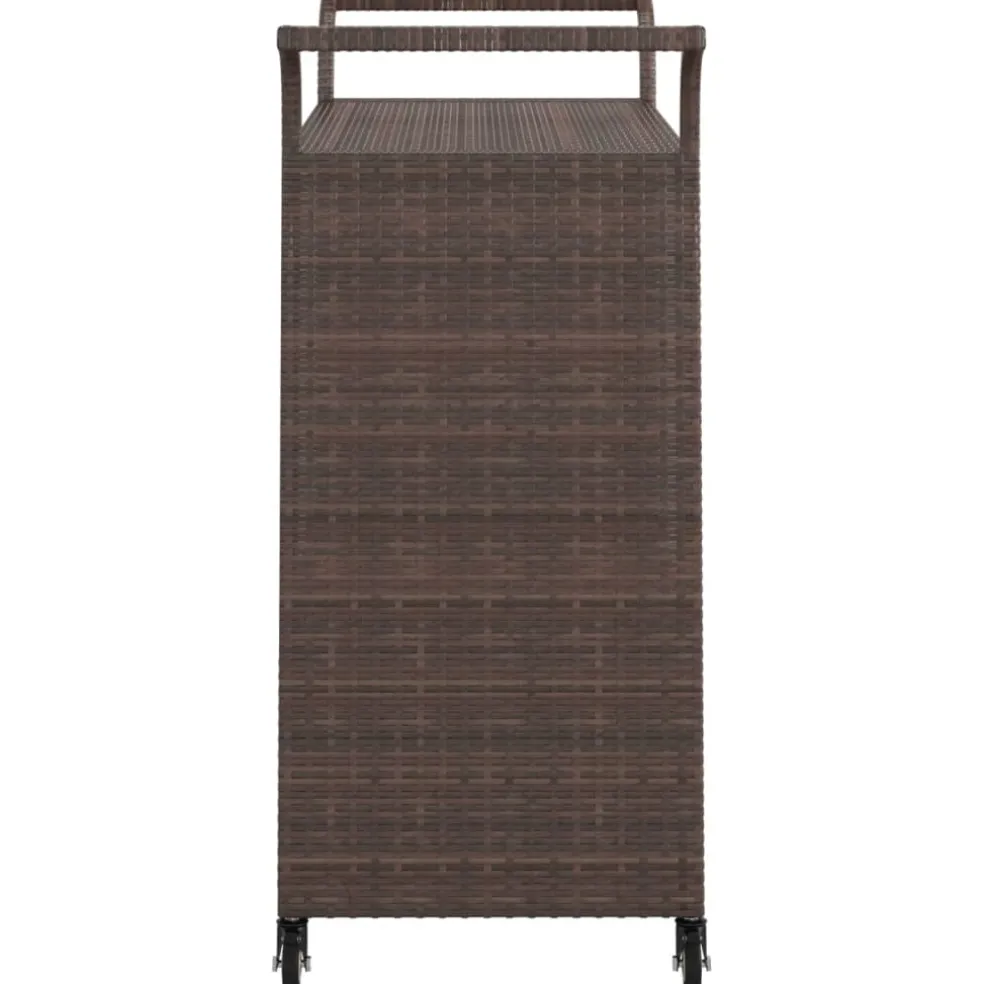 vidaXL Serveerwagen met lade 100x45x97 cm poly rattan bruin