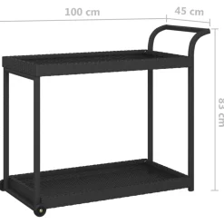 vidaXL Serveerwagen 100x45x83 cm poly rattan zwart