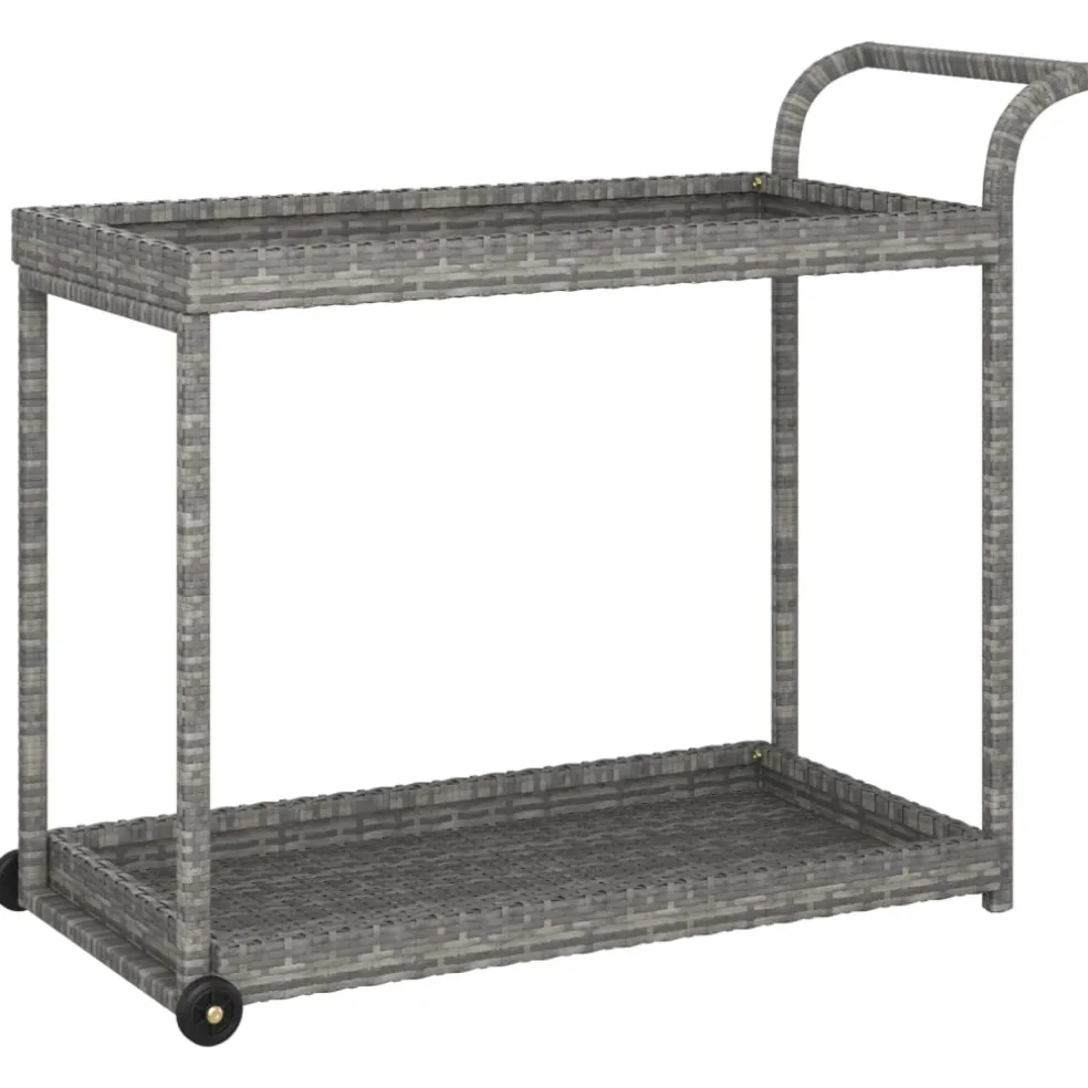 vidaXL Serveerwagen 100x45x83 cm poly rattan grijs