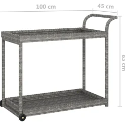 vidaXL Serveerwagen 100x45x83 cm poly rattan grijs