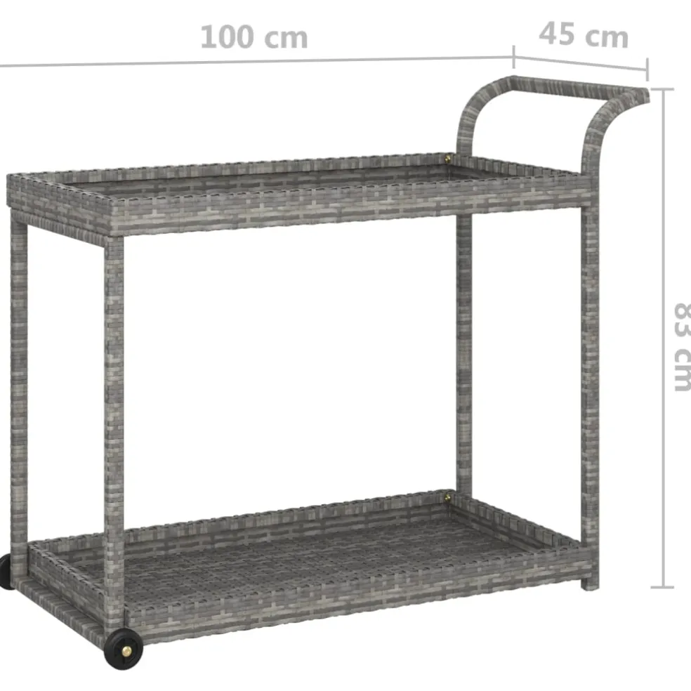 vidaXL Serveerwagen 100x45x83 cm poly rattan grijs