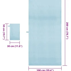 vidaXL Set van Sporthanddoeken 2 st Blauw 50 x 30 cm, 200 x 100 cm