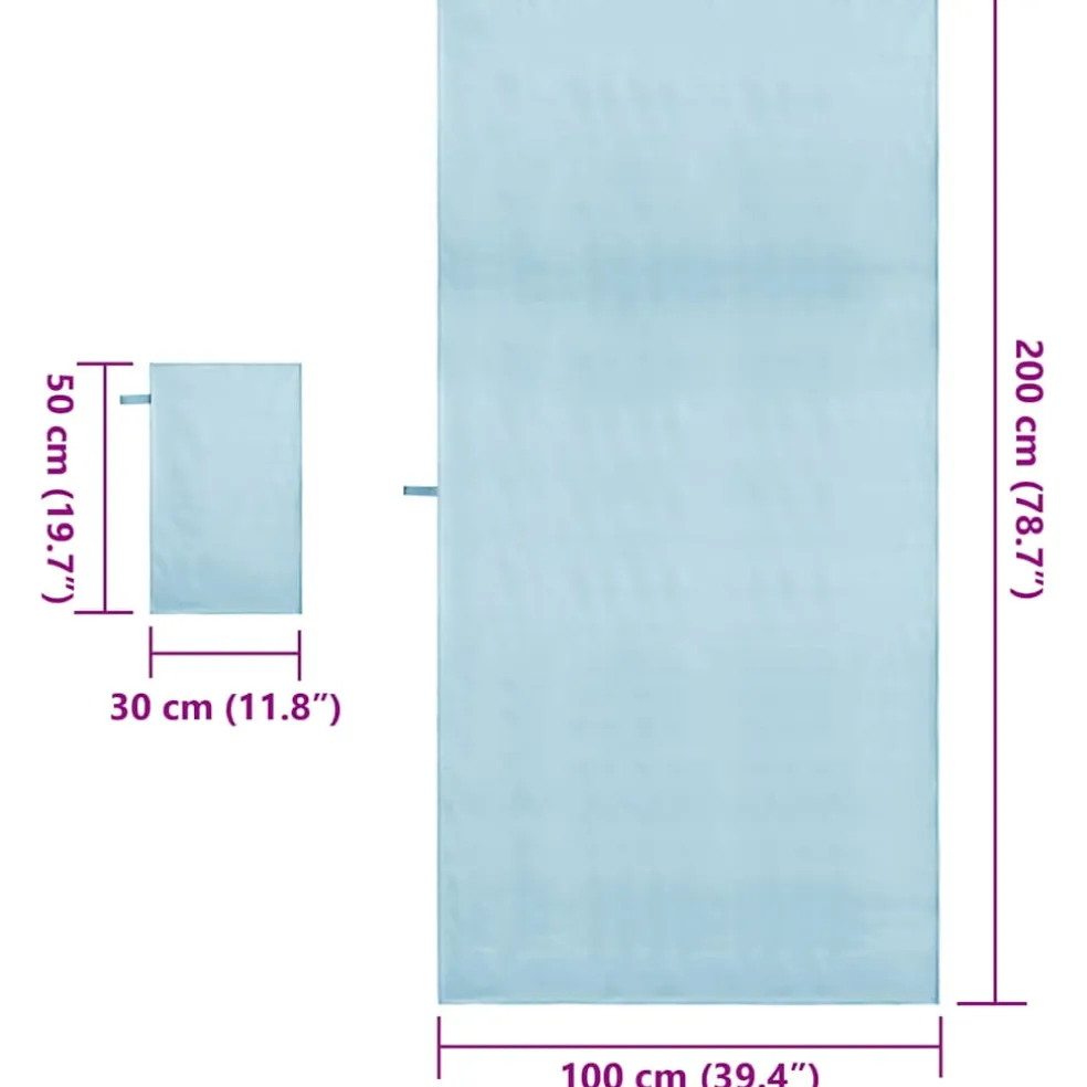 vidaXL Set van Sporthanddoeken 2 st Blauw 50 x 30 cm, 200 x 100 cm