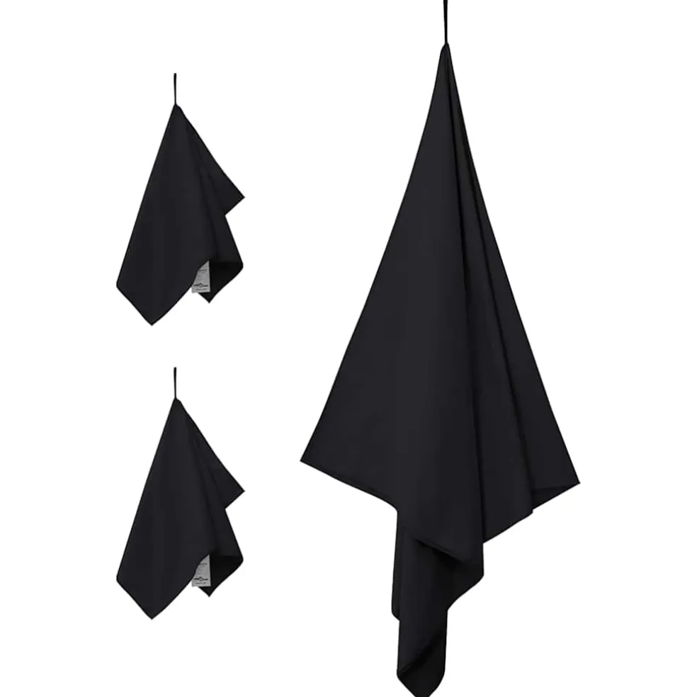 vidaXL Set van Sporthanddoeken 3 st Zwart 210 x 100 cm
