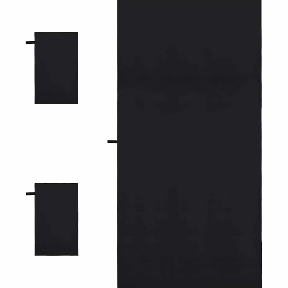 vidaXL Set van Sporthanddoeken 3 st Zwart 210 x 100 cm