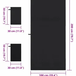 vidaXL Set van Sporthanddoeken 3 st Zwart 210 x 100 cm