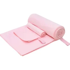vidaXL Set van Sporthanddoeken 2 st Roze 50 x 30 cm, 200 x 100 cm