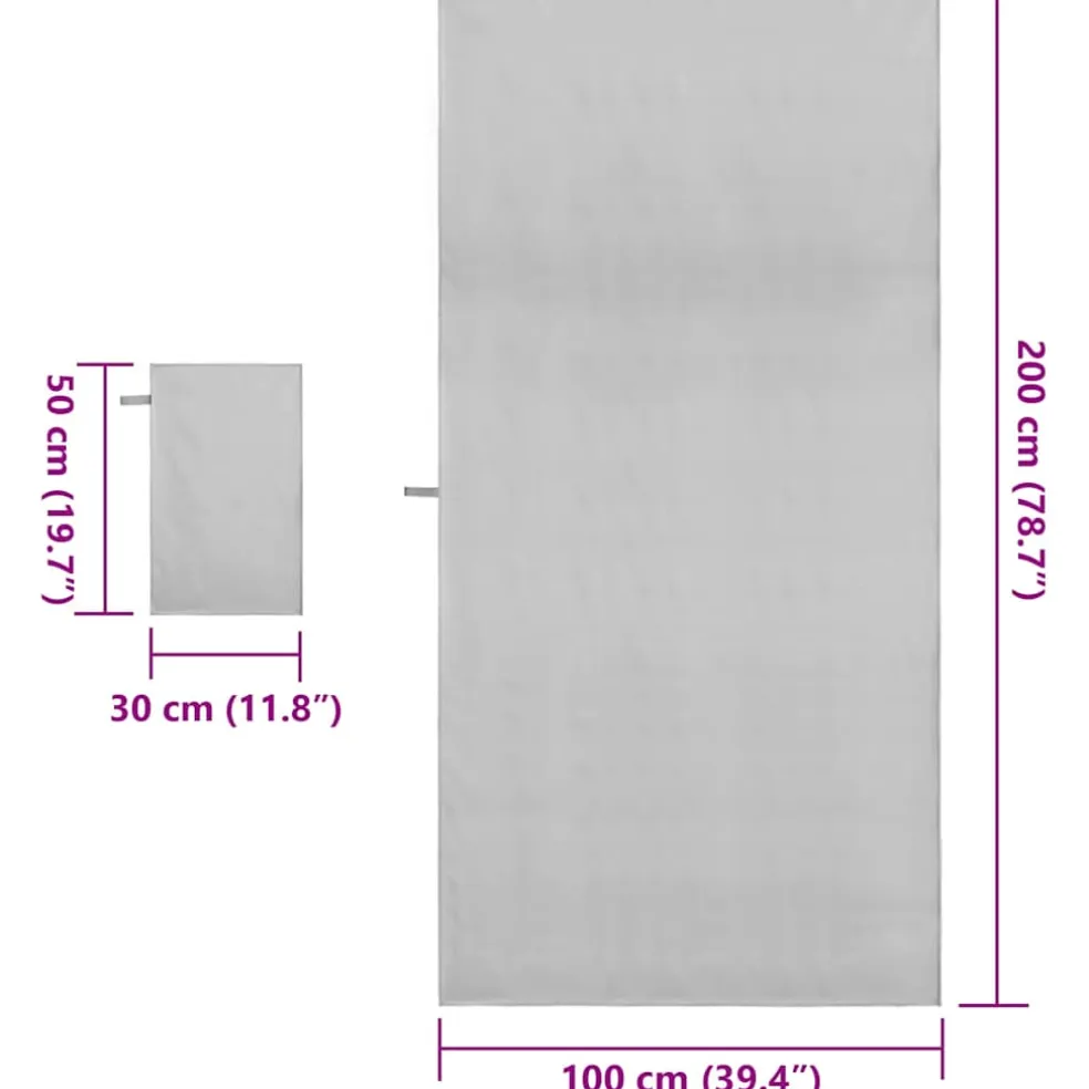 vidaXL Set van Sporthanddoeken 2 st Grijs 50 x 30 cm, 200 x 100 cm