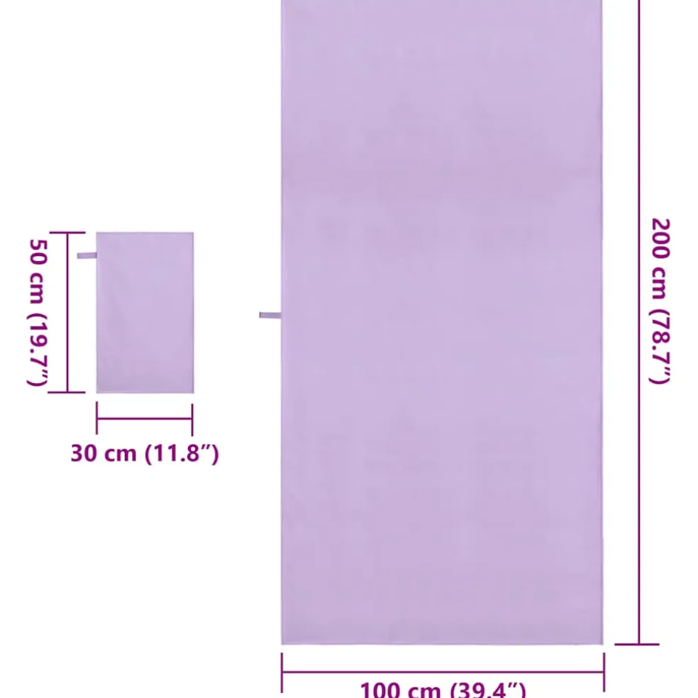 vidaXL Set van Sporthanddoeken 2 st Paars 50 x 30 cm, 200 x 100 cm