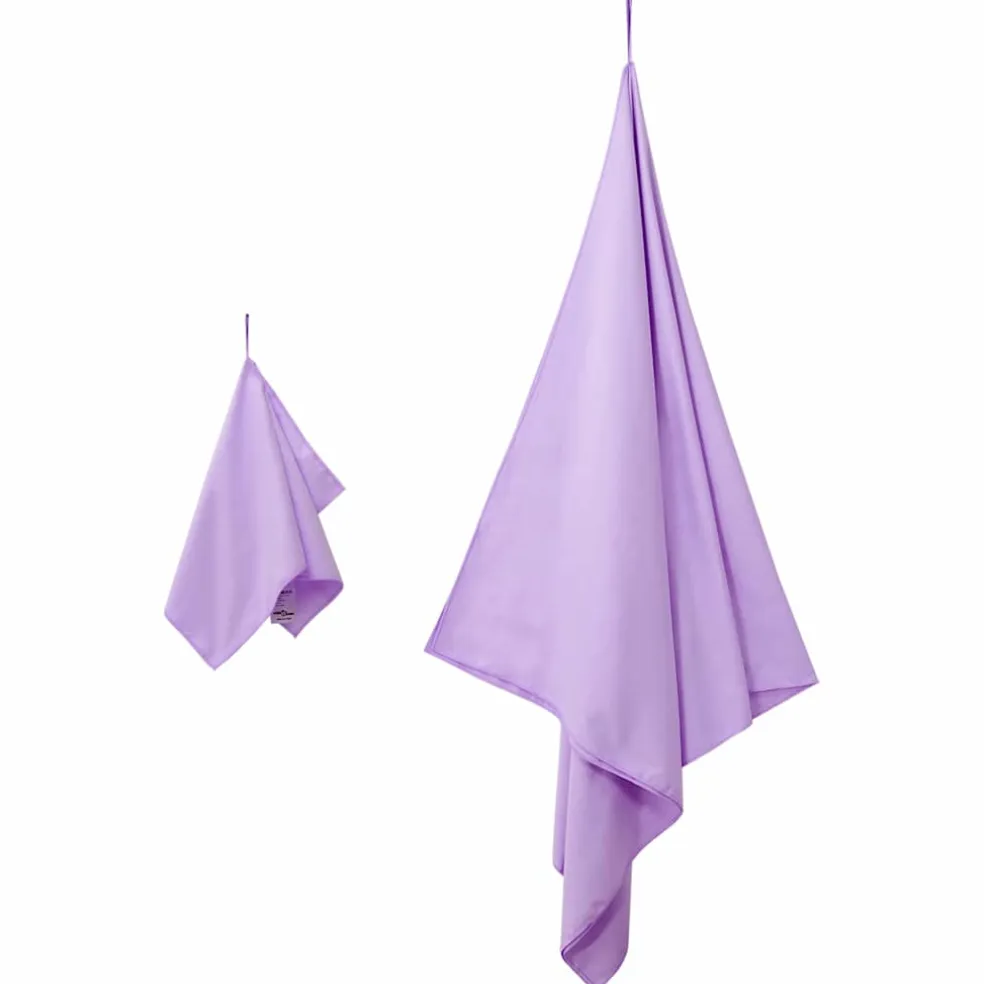 vidaXL Set van Sporthanddoeken 2 st Paars 50 x 30 cm, 200 x 100 cm