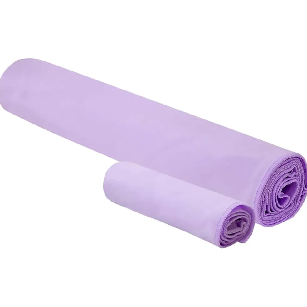 vidaXL Set van Sporthanddoeken 2 st Paars 50 x 30 cm, 200 x 100 cm