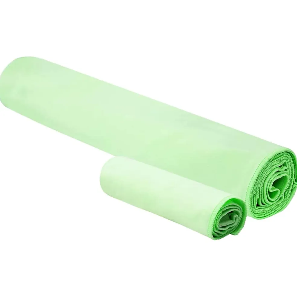 vidaXL Set van Sporthanddoeken 2 st Groen 50 x 30 cm, 200 x 100 cm
