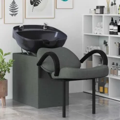 vidaXL Shampoo Stoel Donkergrijs en Zwart 136 x 60 x 92 cm Kunststof
