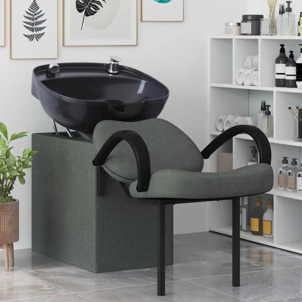 vidaXL Shampoo Stoel Donkergrijs en Zwart 136 x 60 x 92 cm Kunststof