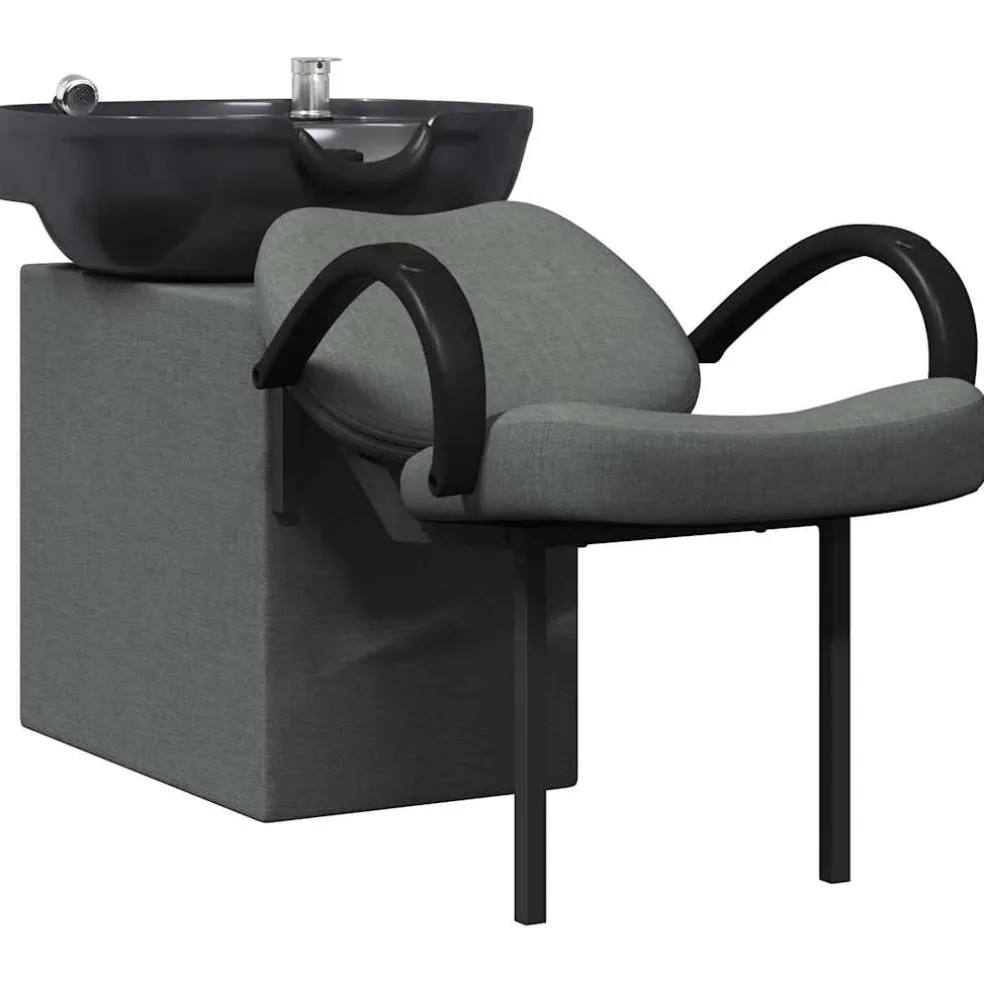 vidaXL Shampoo Stoel Donkergrijs en Zwart 136 x 60 x 92 cm Kunststof