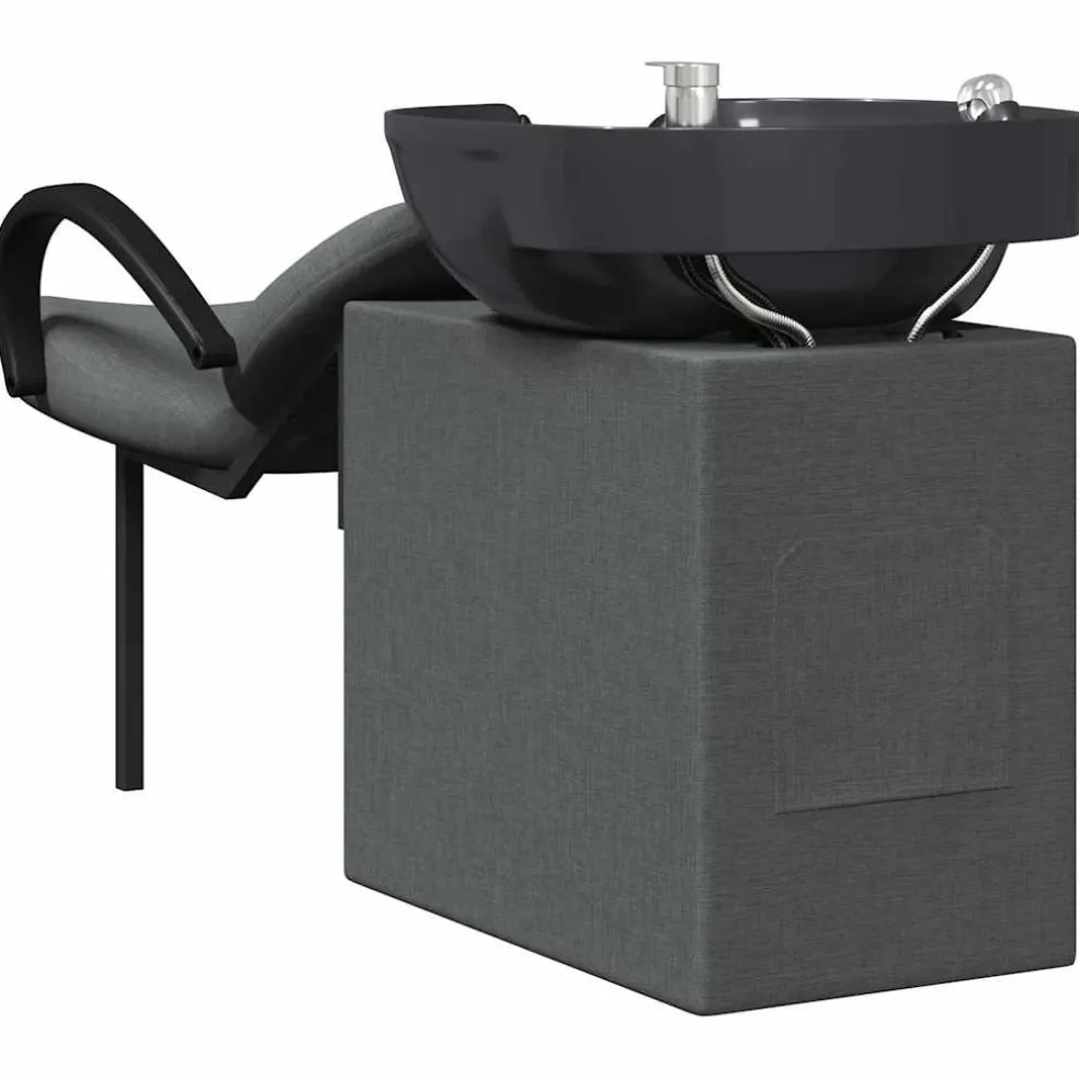vidaXL Shampoo Stoel Donkergrijs en Zwart 136 x 60 x 92 cm Kunststof