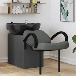 vidaXL Shampoo Stoel Donkergrijs en Zwart 136 x 60 x 92 cm Kunststof