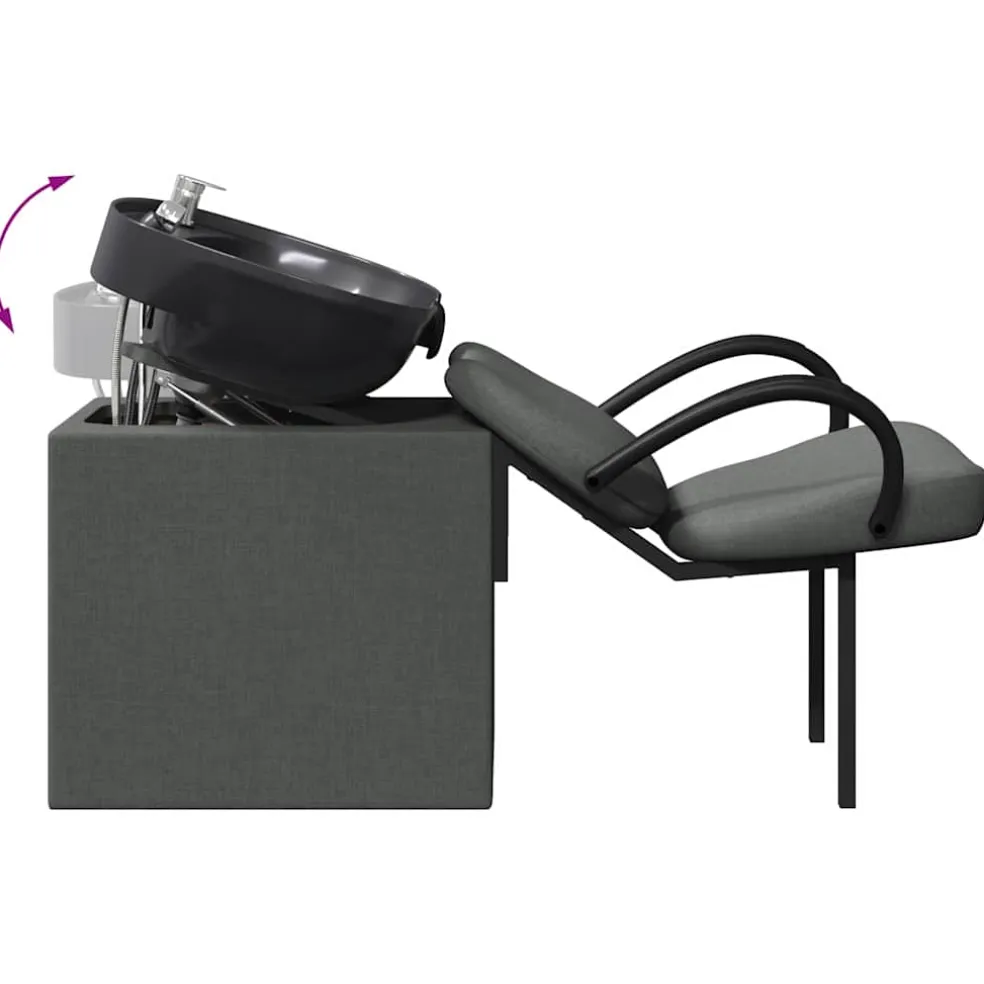 vidaXL Shampoo Stoel Donkergrijs en Zwart 136 x 60 x 92 cm Kunststof