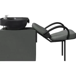vidaXL Shampoo Stoel Donkergrijs en Zwart 136 x 60 x 92 cm Kunststof