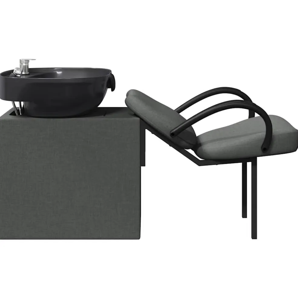 vidaXL Shampoo Stoel Donkergrijs en Zwart 136 x 60 x 92 cm Kunststof