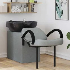 vidaXL Shampoo Stoel Lichtgrijs en zwart 136 x 60 x 92 cm Kunststof