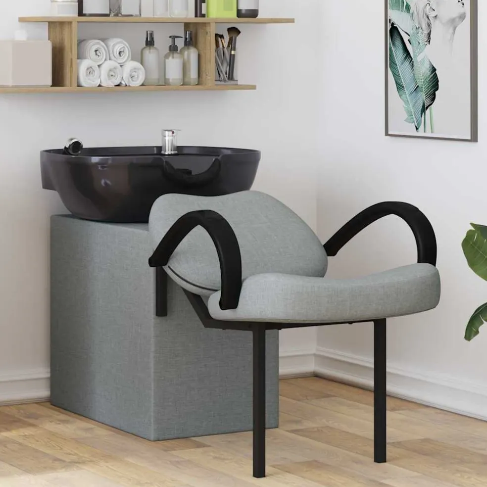 vidaXL Shampoo Stoel Lichtgrijs en zwart 136 x 60 x 92 cm Kunststof