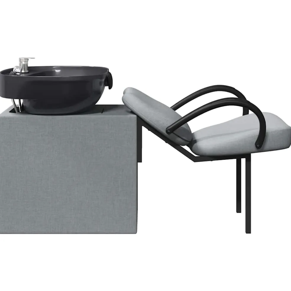 vidaXL Shampoo Stoel Lichtgrijs en zwart 136 x 60 x 92 cm Kunststof